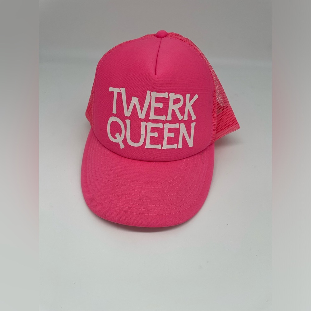 Twerk Queen Double Snapback Hat Foam Front Retro Neon Pink White Womens Cap